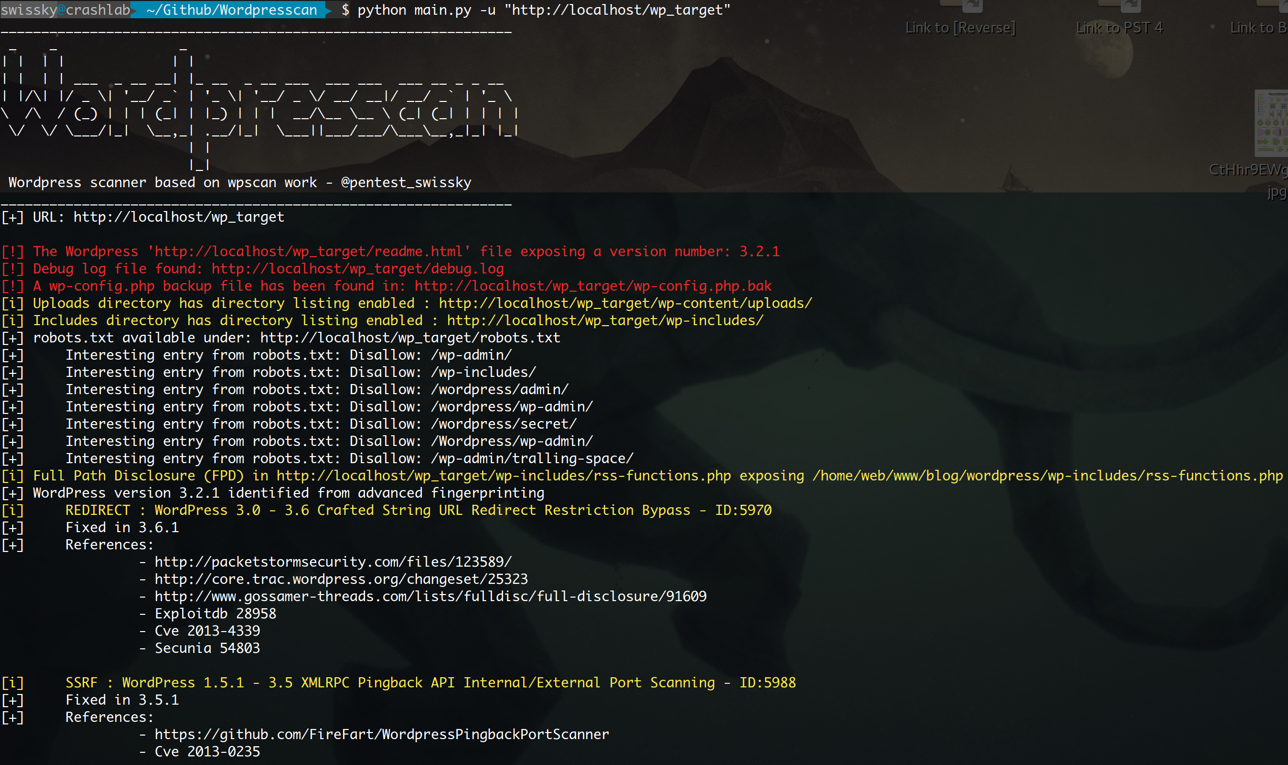 Exemple historique de détection de version par Wordpresscan