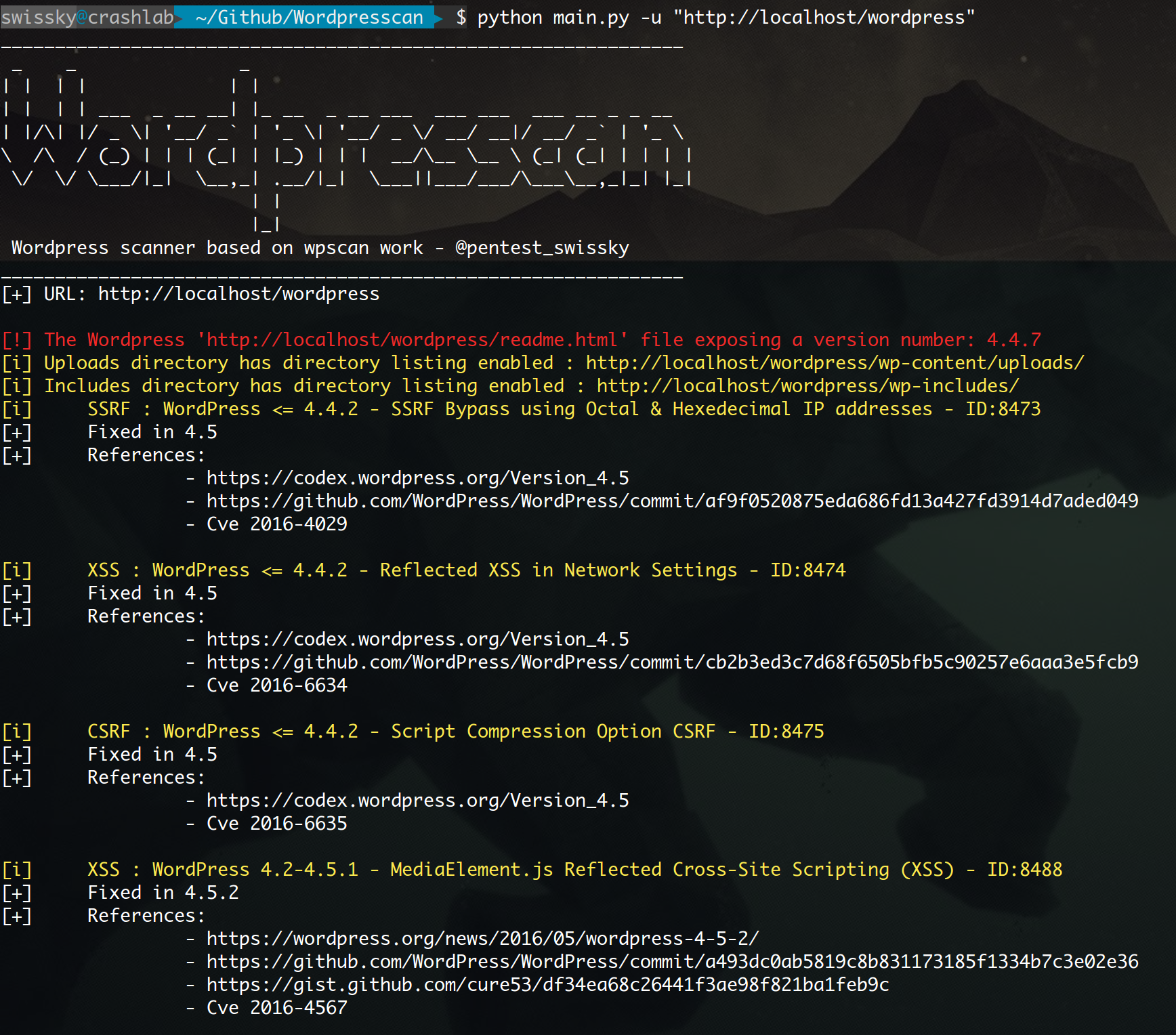 Exemple de version WordPress à confirmer manuellement